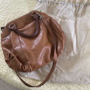 Tignanello Brown Leather Shoulder Bag with Slouchy Design